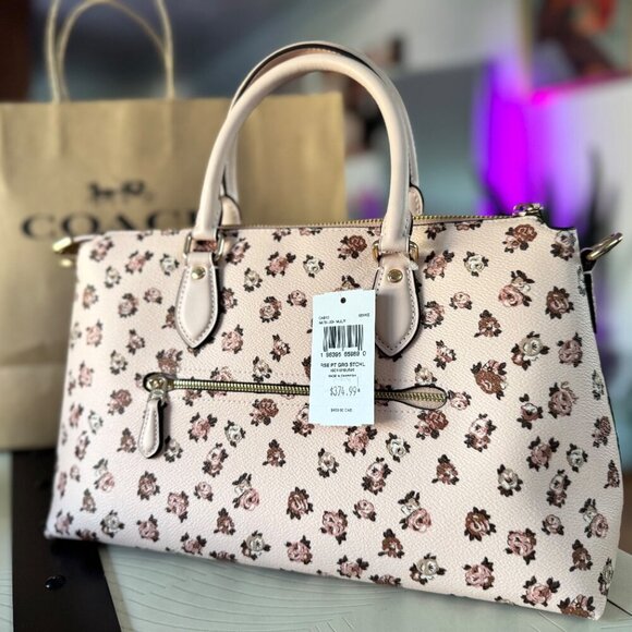 Coach Georgia Satchel Bag – Limited Edition Rose Floral Print Gold/Blush – NWT - Picture 10 of 16